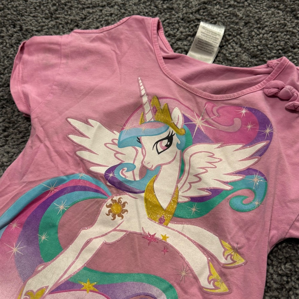 My Little Pony Princess Celestia Shirt Girls Pink Excellent Cold Shoulder M 7/8